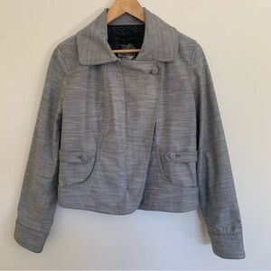 Apostrophe Gray Zip Front Blazer Jacket Size 10